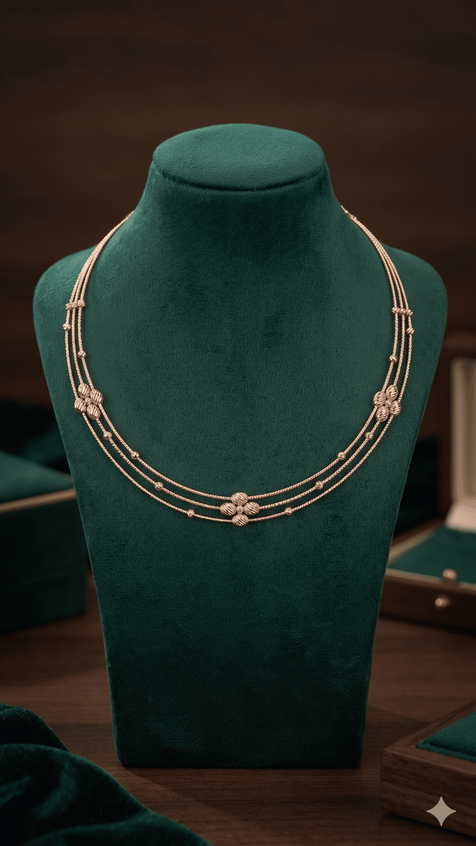 Three-Tiered Rose Gold Filigree Necklace