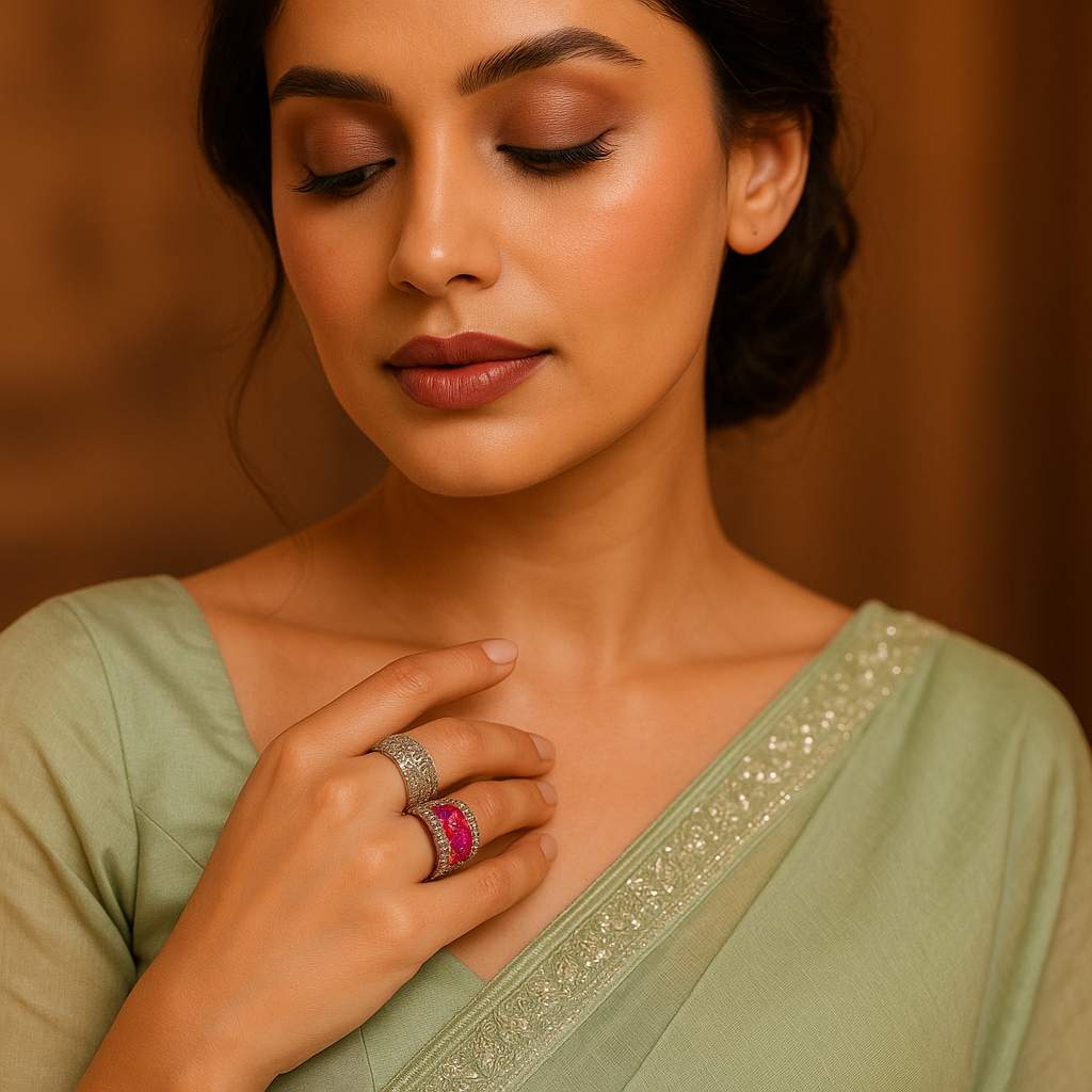 Silver Elegant Ruby Ring