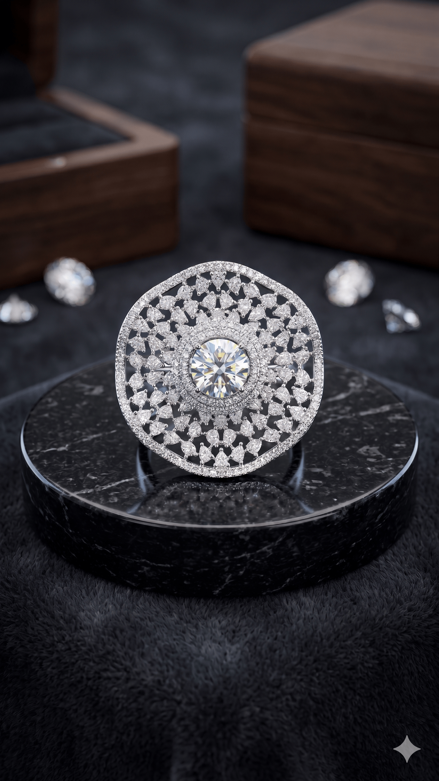 Imperial Halo Statement Ring In Silver Finish - Image 2