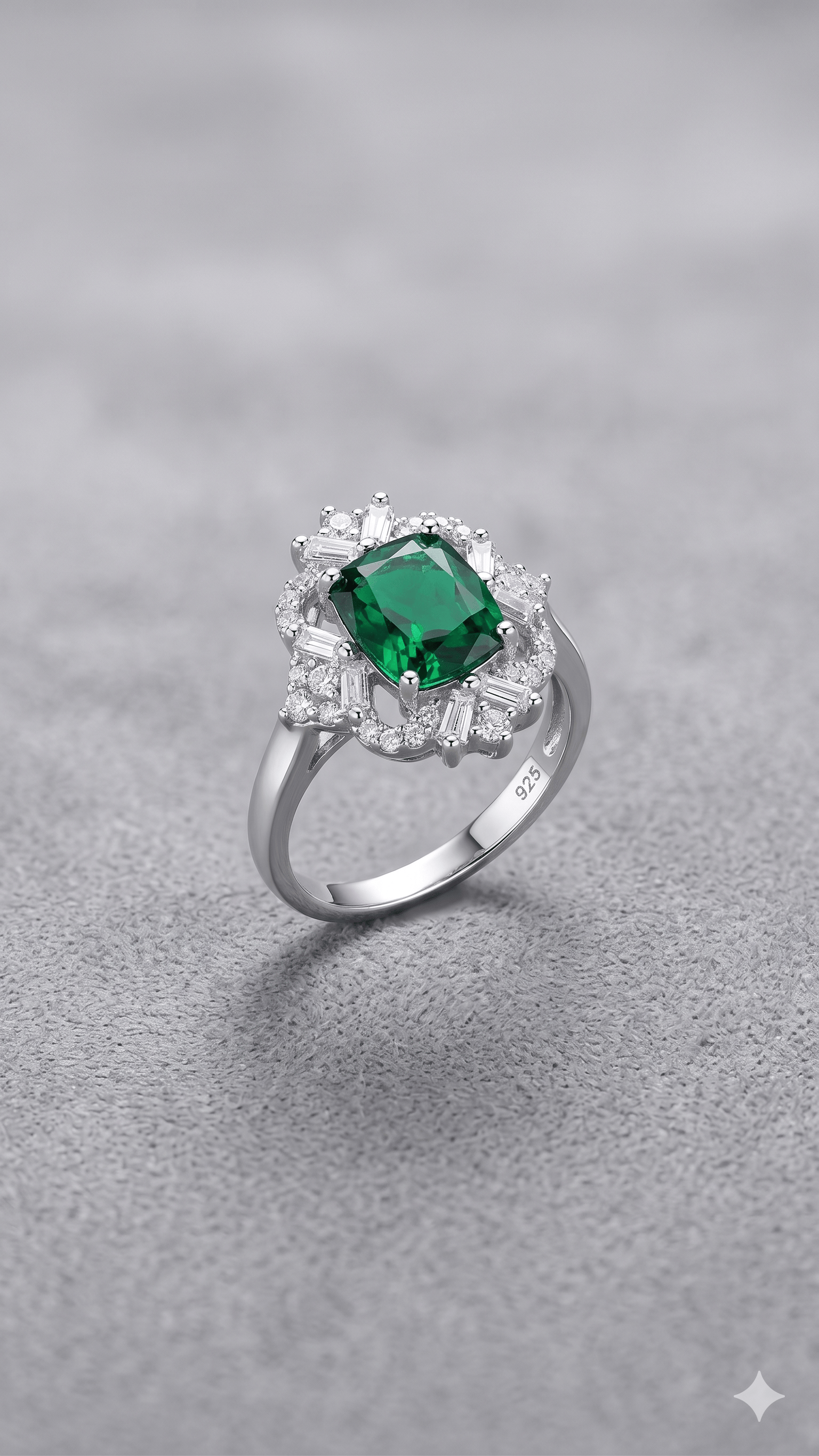 Silver Clover Diamond Halo Statement Ring - Image 2