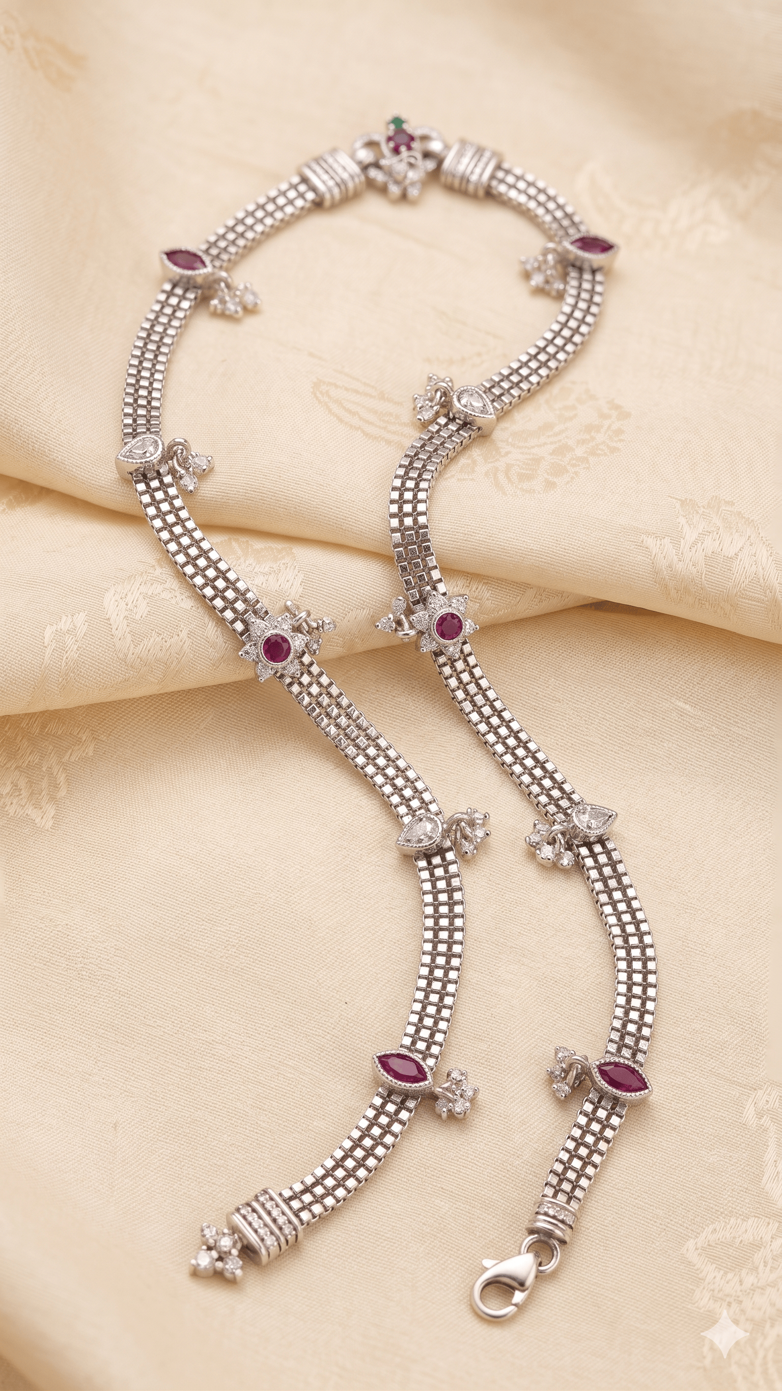 Elegant Marquise-Cut Silver Payal - Image 2