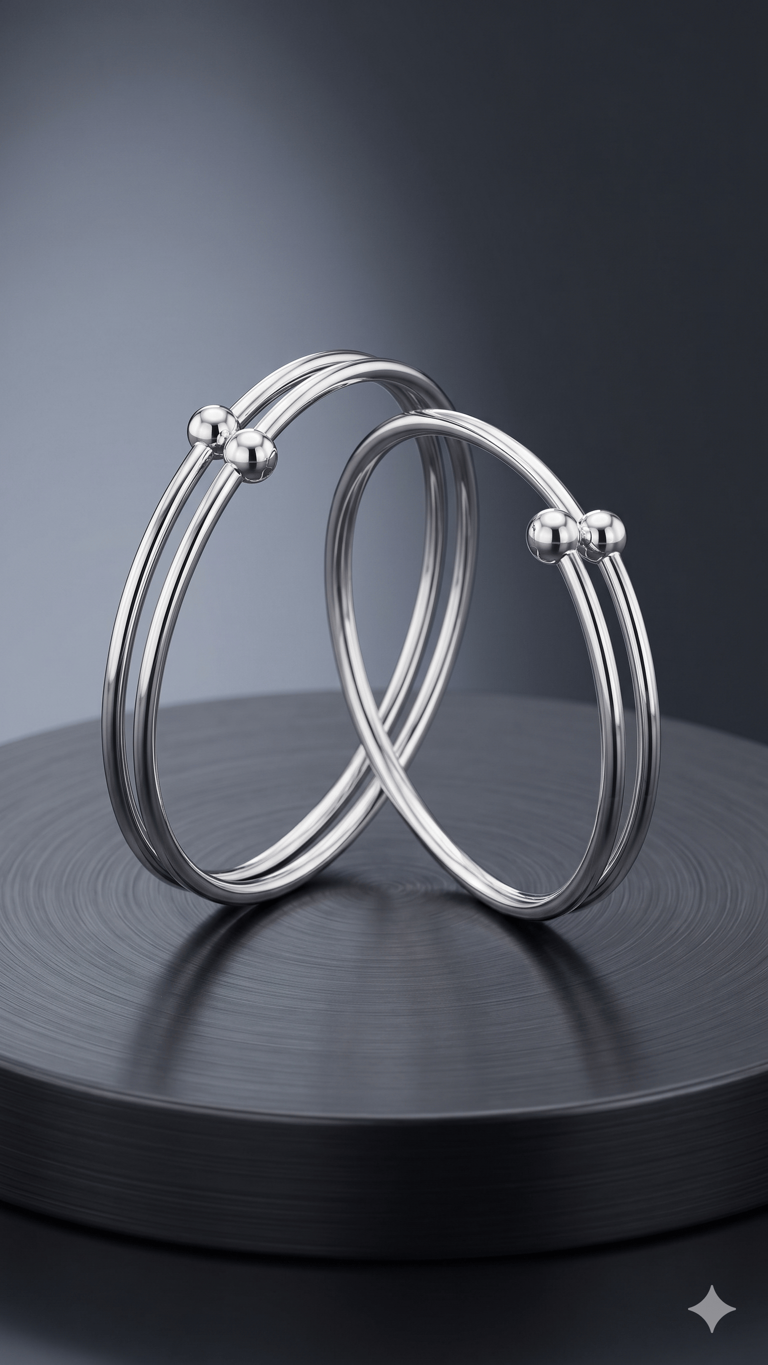Elegant Silver Adjustable Ball Bangles - Image 2