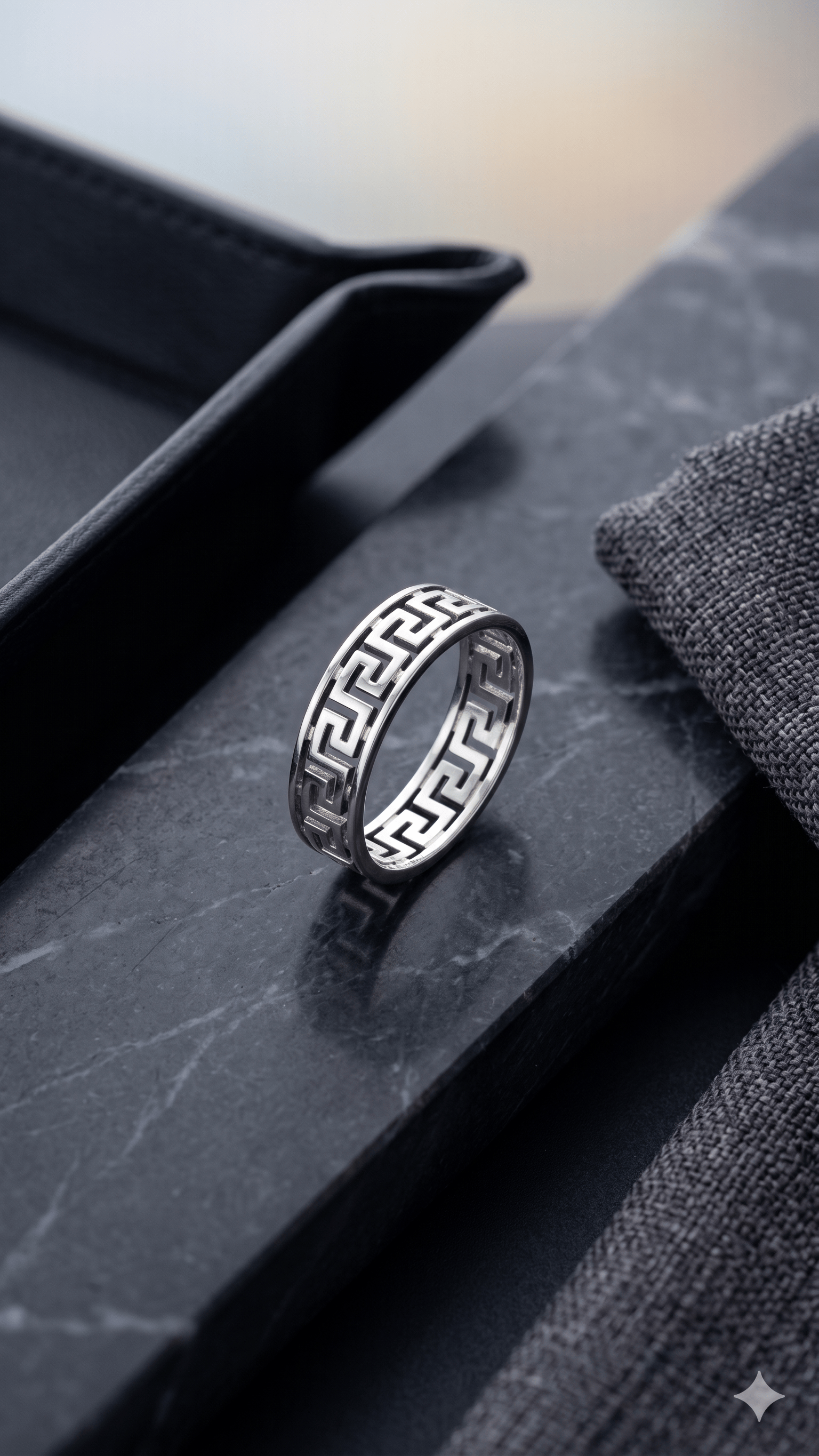 Sterling Silver Greek Key Eternity Ring - Image 2