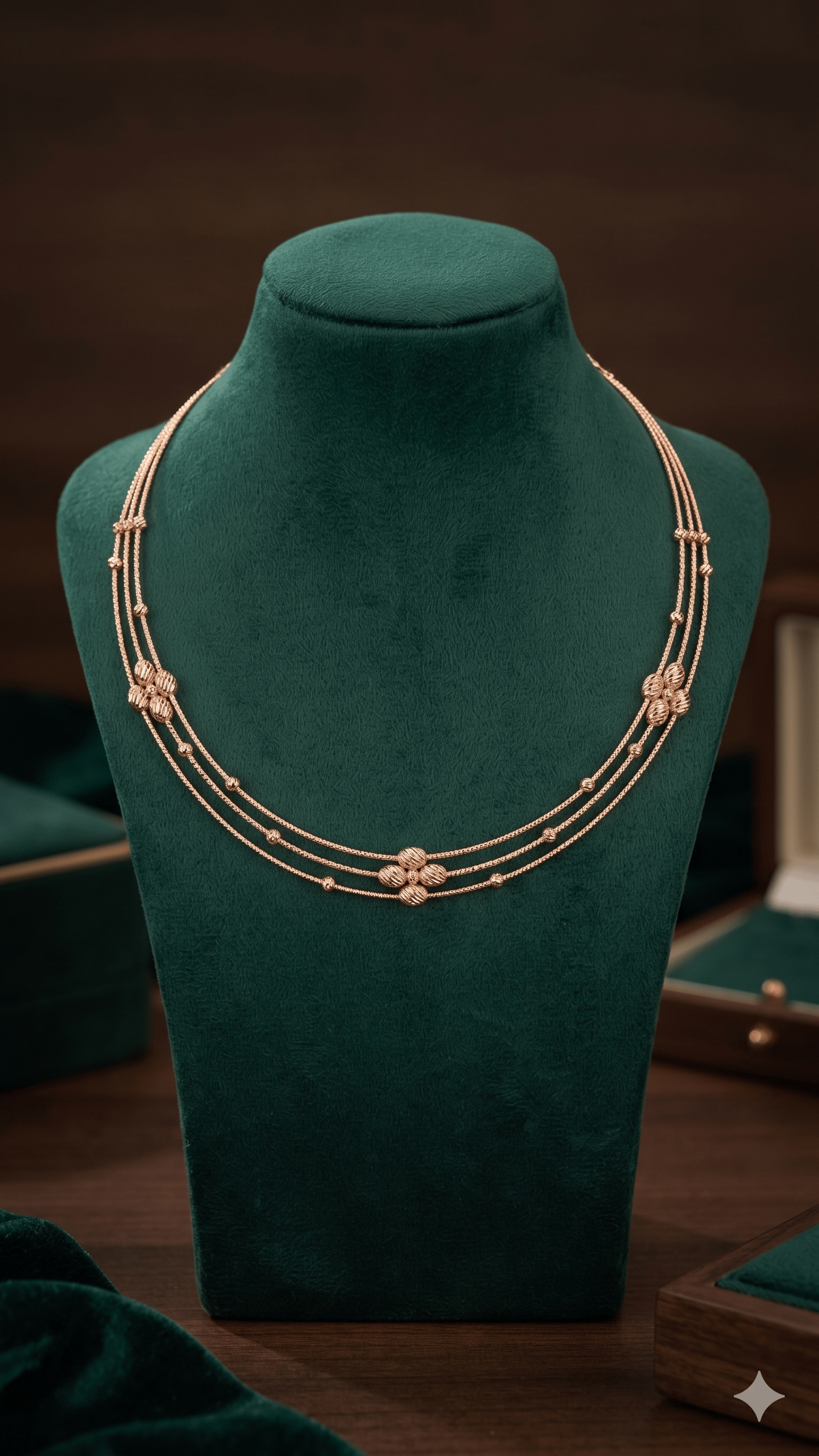 Three-Tiered Rose Gold Filigree Necklace