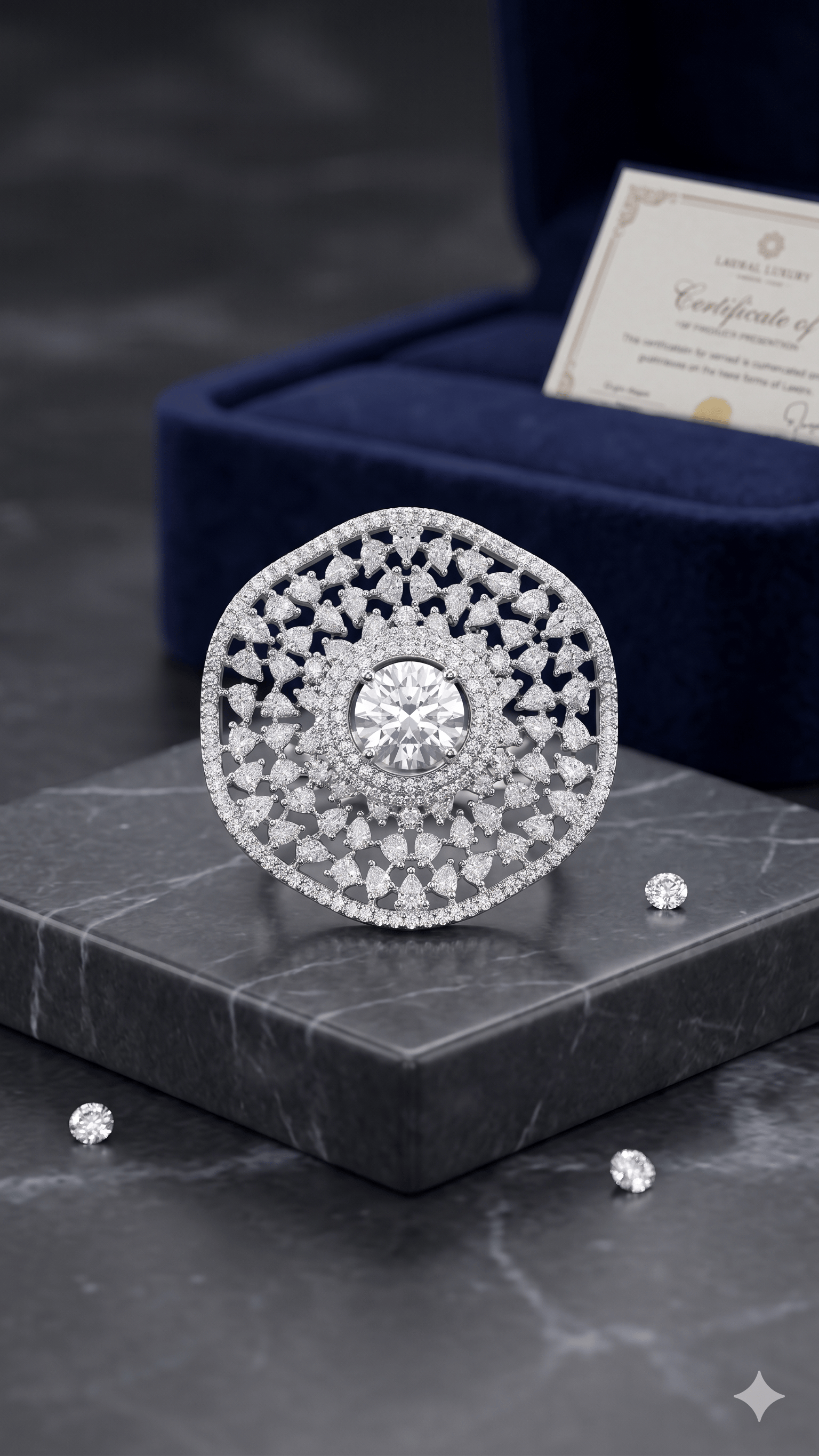 Imperial Halo Statement Ring In Silver Finish - Image 3
