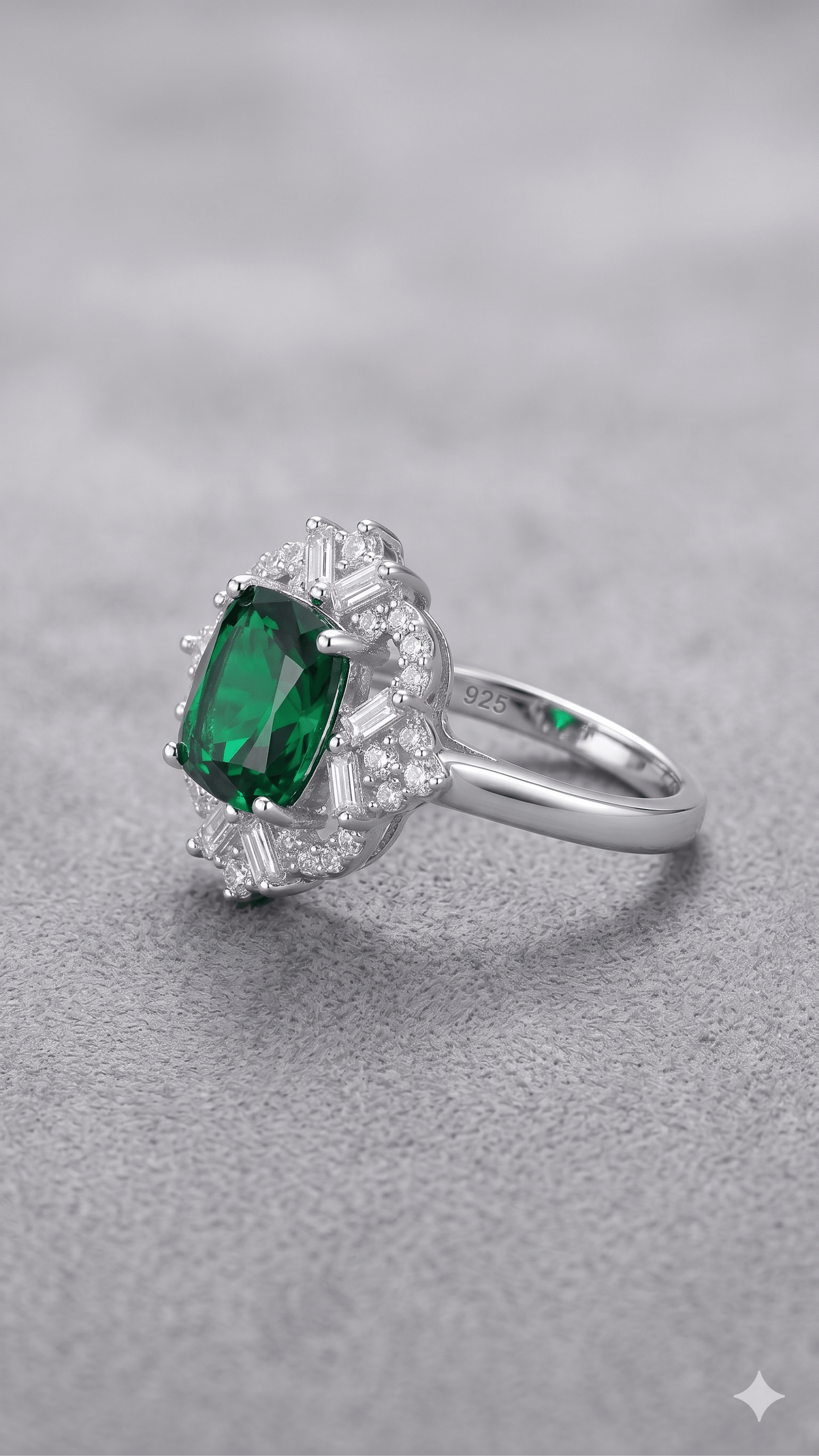 Silver Clover Diamond Halo Statement Ring - Image 3