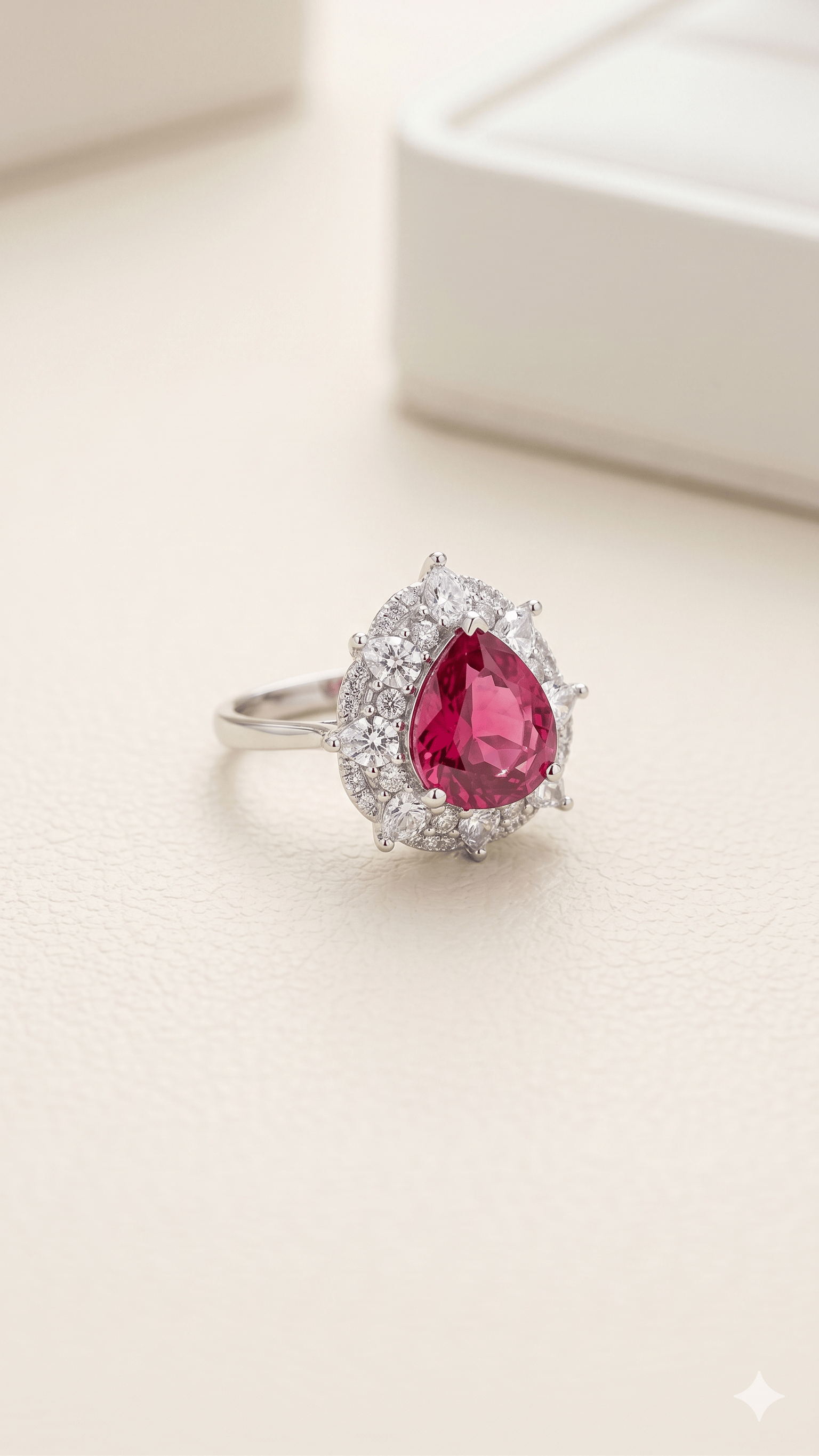 Radiant Ruby & Diamond Halo Ring - Image 3