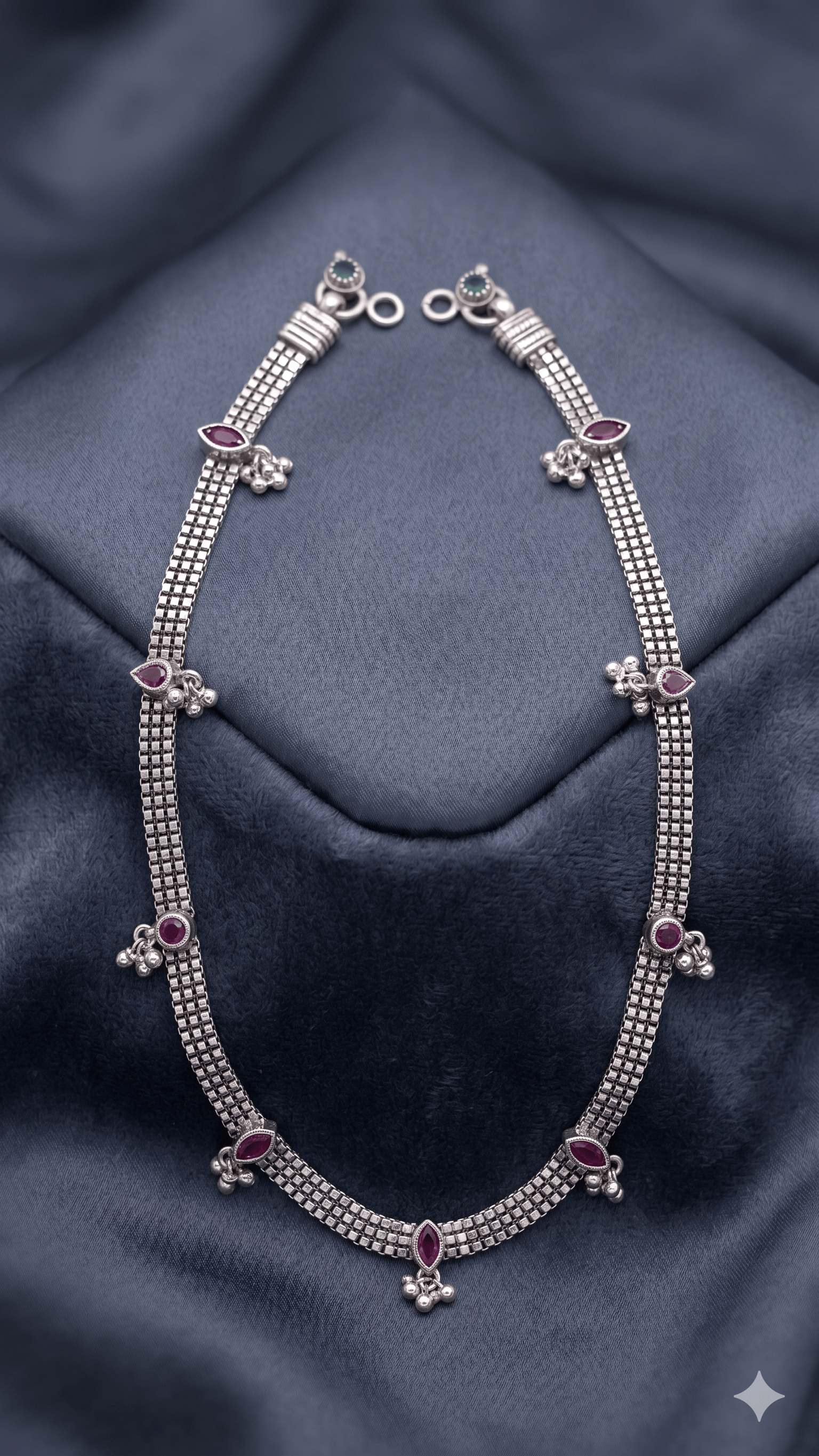Elegant Marquise-Cut Silver Payal - Image 3