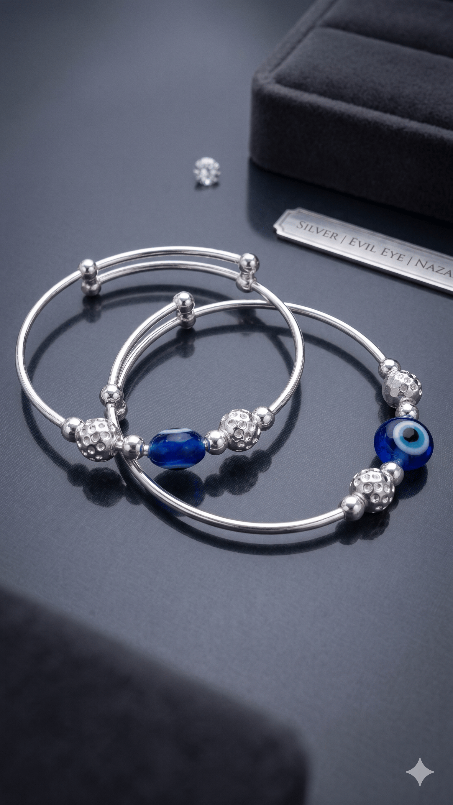 Ilver Evil Eye Adjustable Baby Bangles - Image 3