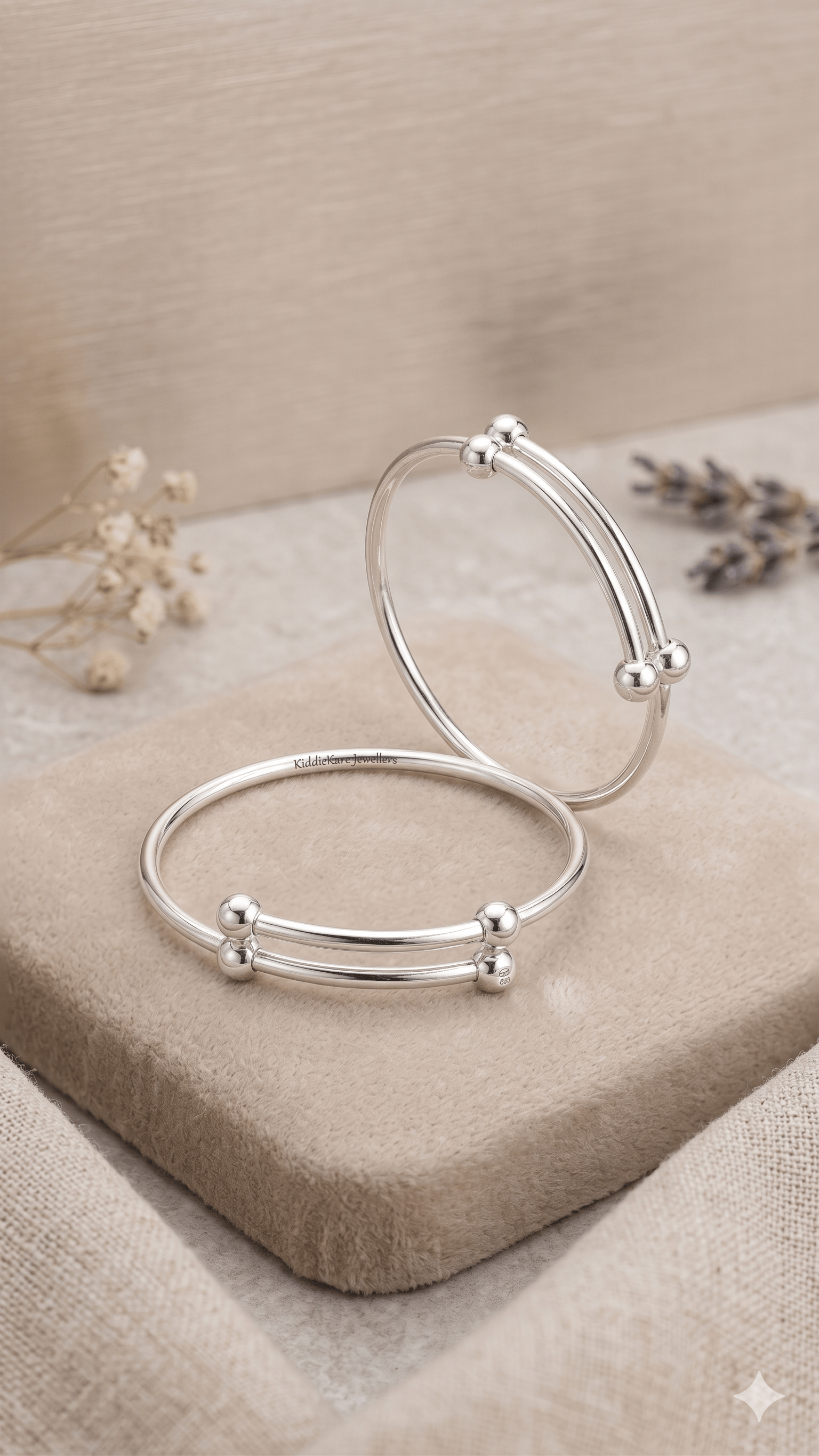 Elegant Silver Adjustable Ball Bangles - Image 3