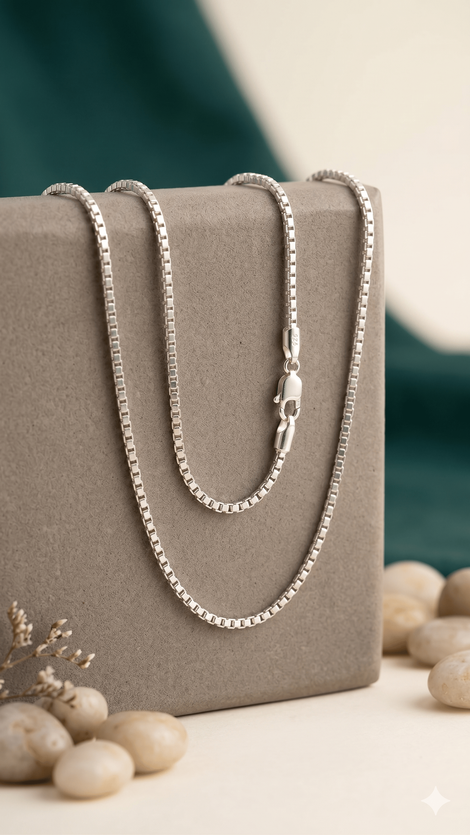 925 Sterling Silver Rounded Wheat Chain Necklace - Image 3