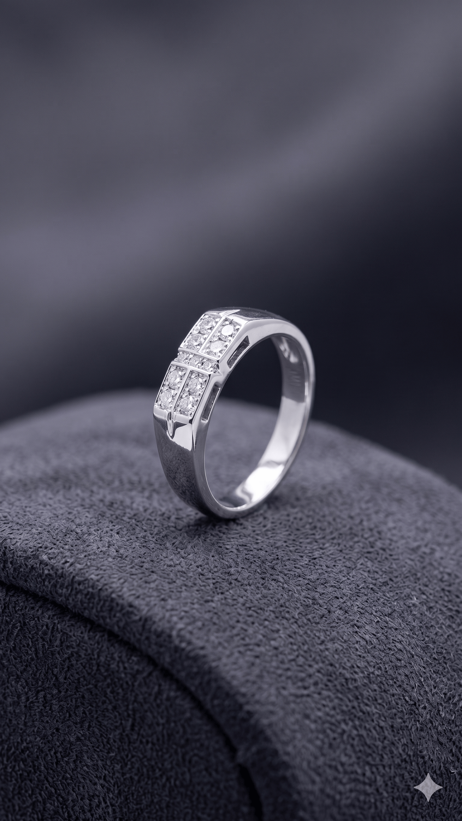 Men's Sterling Silver Inset Diamond Band