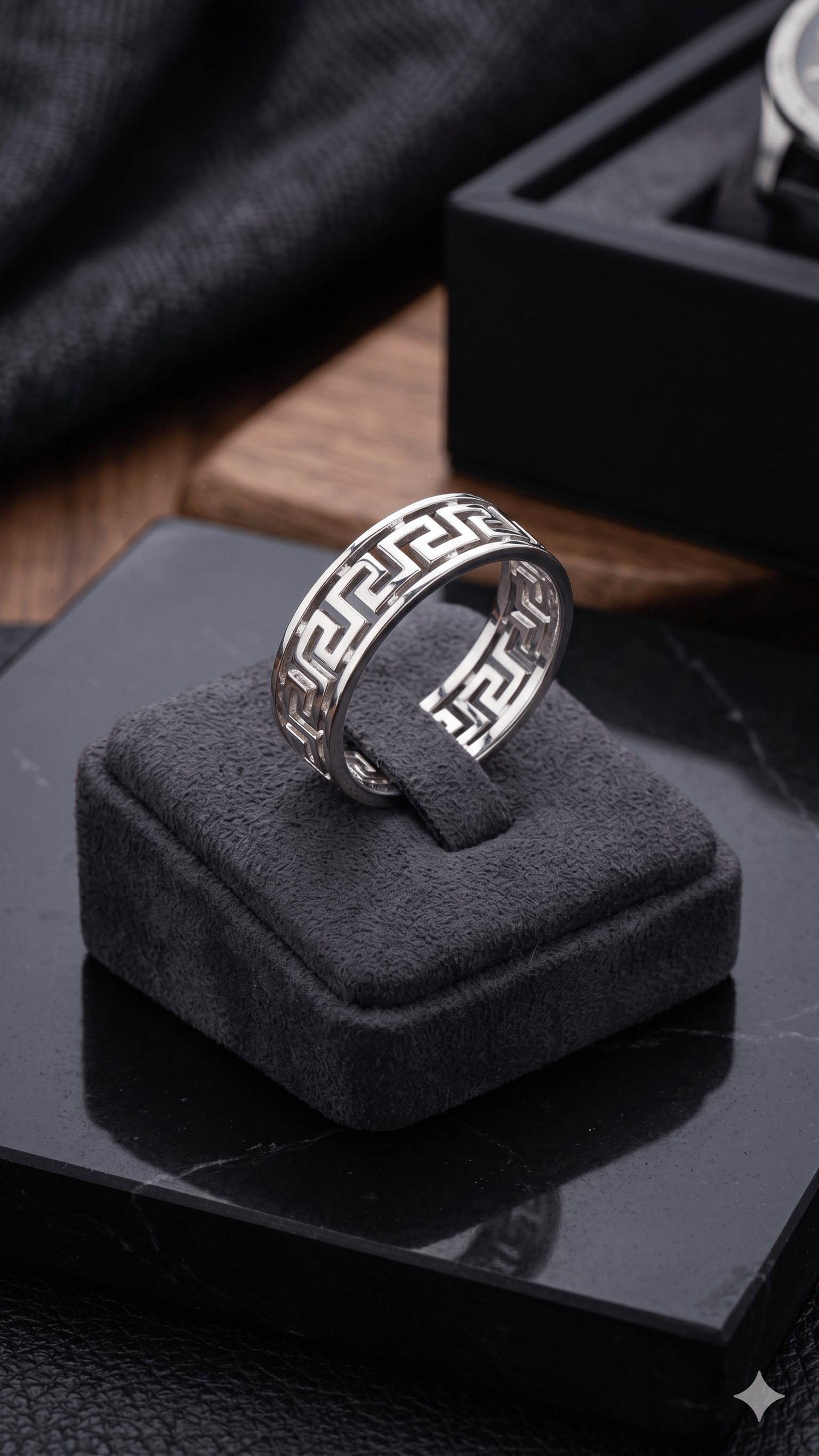 Sterling Silver Greek Key Eternity Ring - Image 3