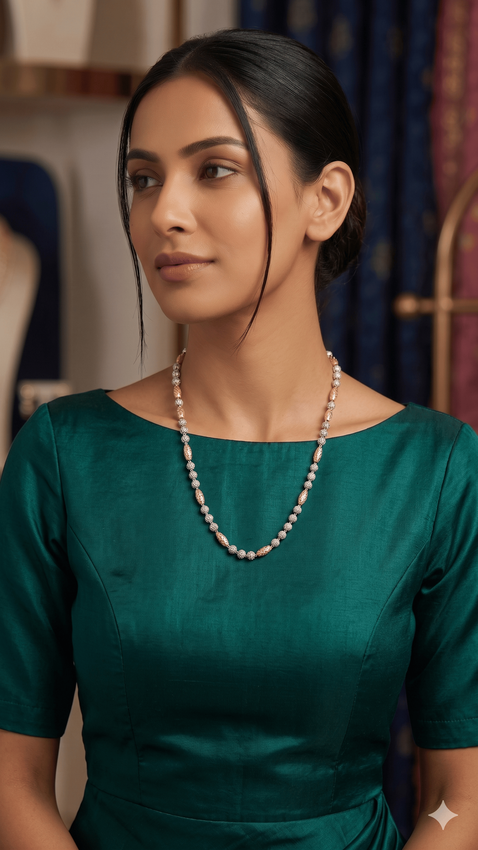 Dual-Tone Textured Bead Necklace