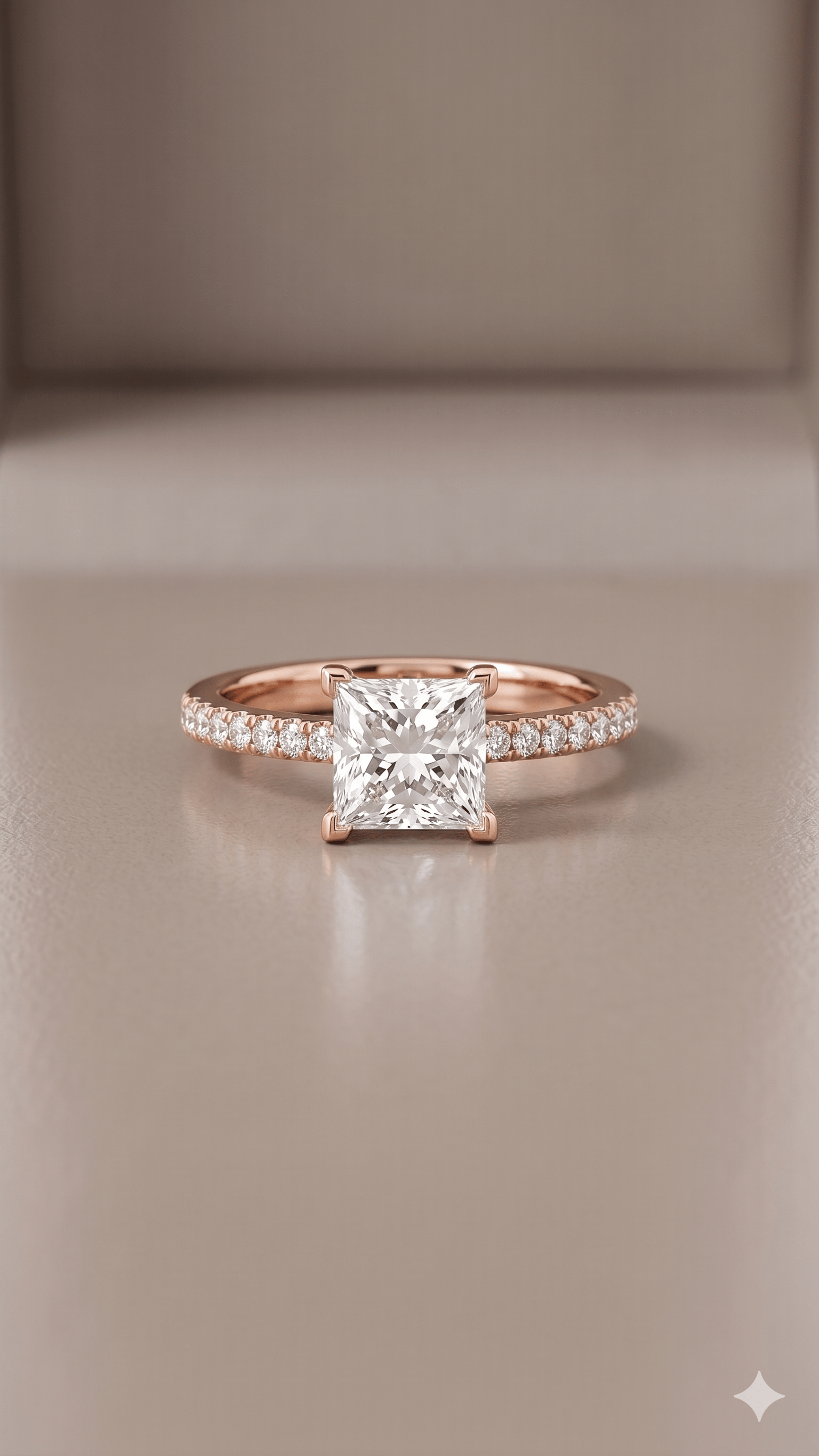 Princess-Cut Rose Gold Pavé Ring