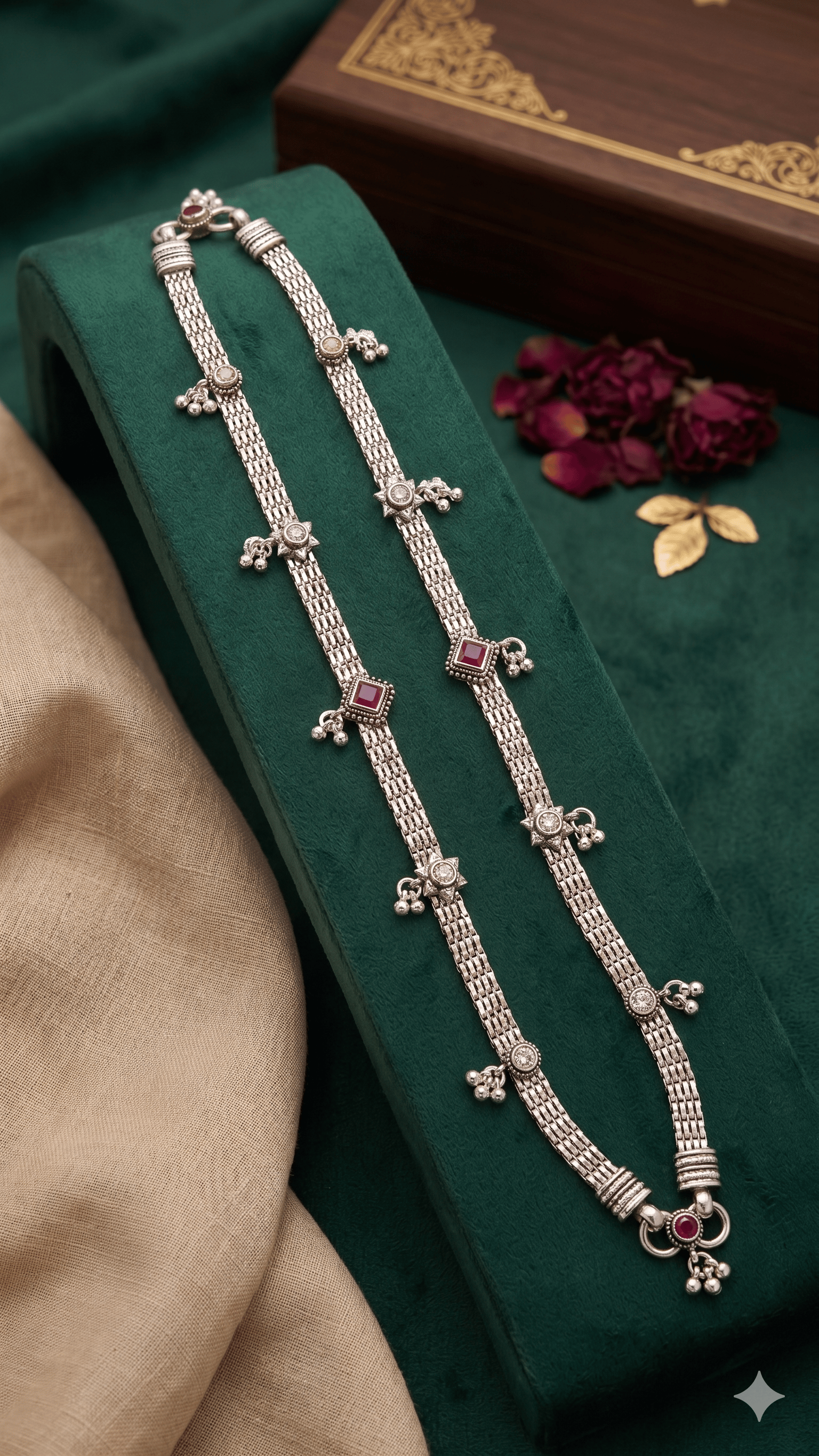 Intricate Silver Ghungroo Payal - Image 3