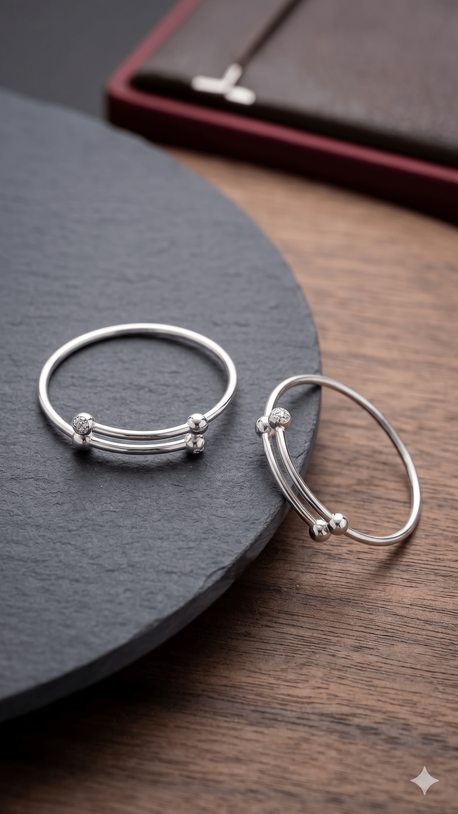Elegant Silver Adjustable Ball Bangles