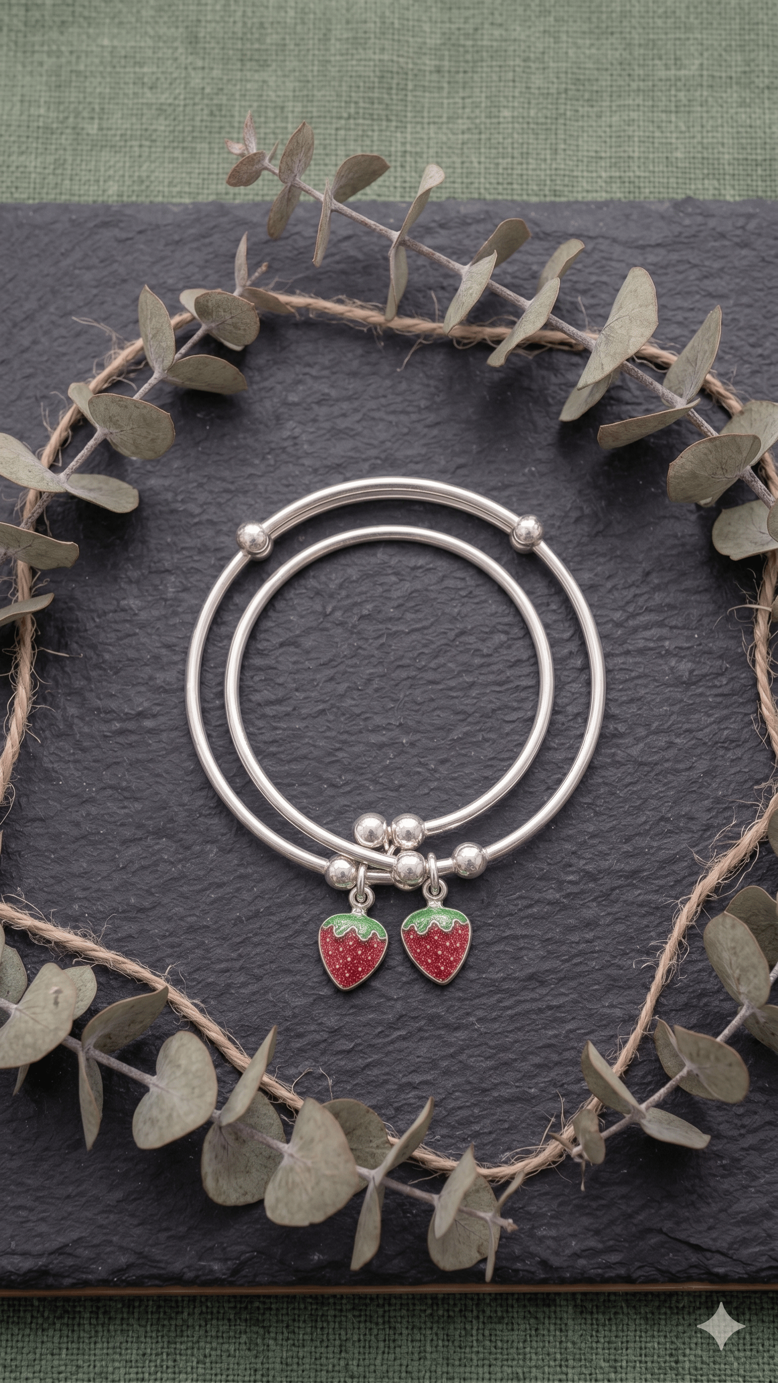Silver Strawberry Baby Bangles