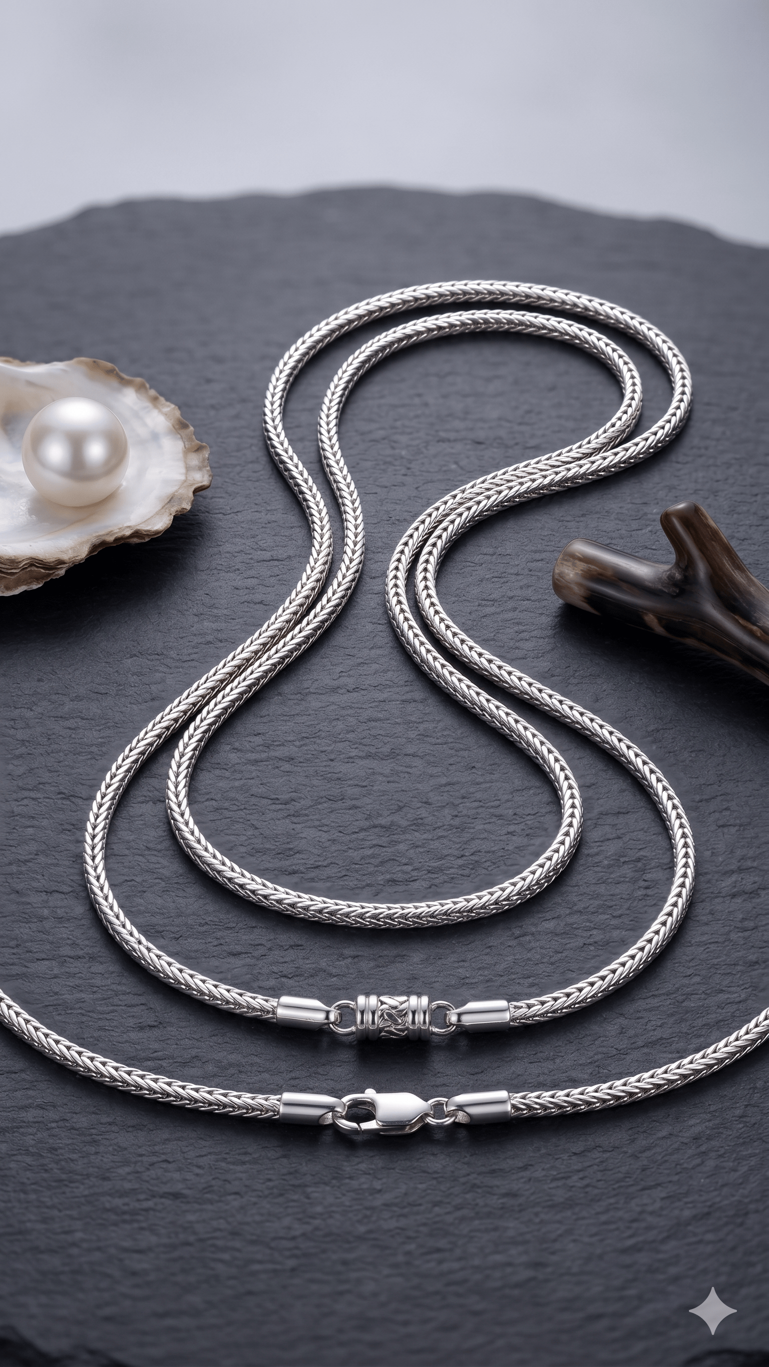 925 Sterling Silver Rounded Wheat Chain Necklace