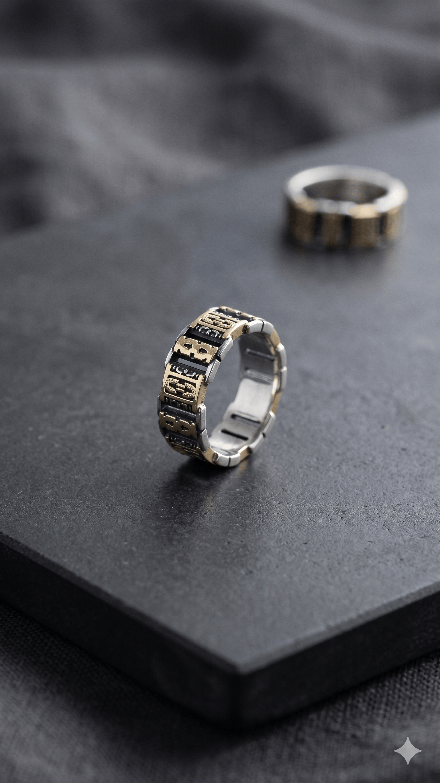 Two-Tone Industrial Link Statement Ring - Image 2