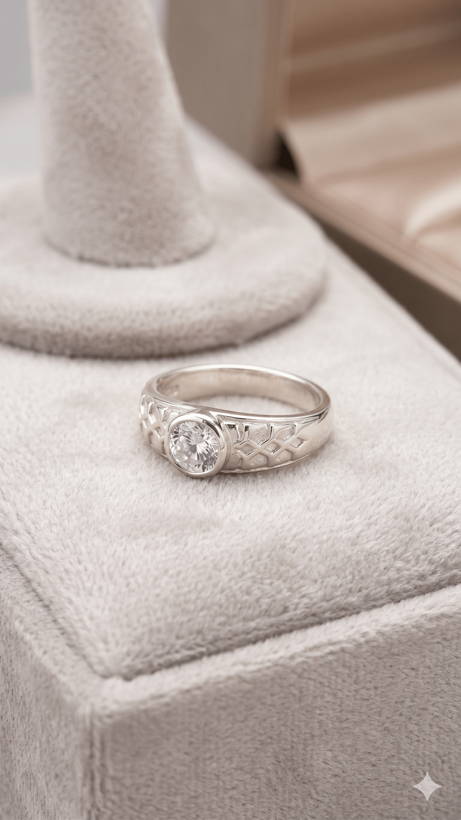 Elegant Silver-Finish Lattice Band Ring