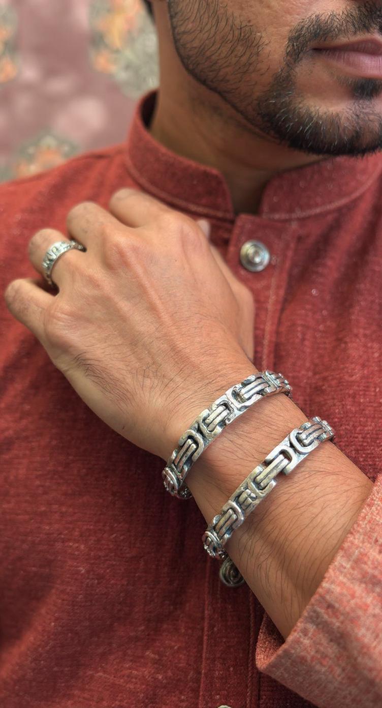 Men's Silver Beaded Bracelet