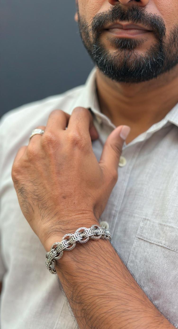 Men's Trending Silver Filigree Beaded Bracelet