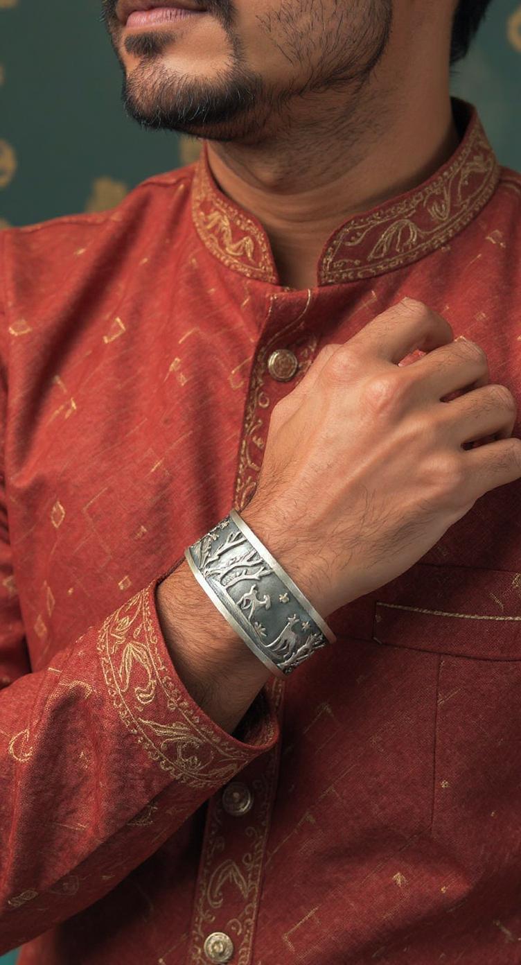 Men's Silver Bracelet - Jungle Theme