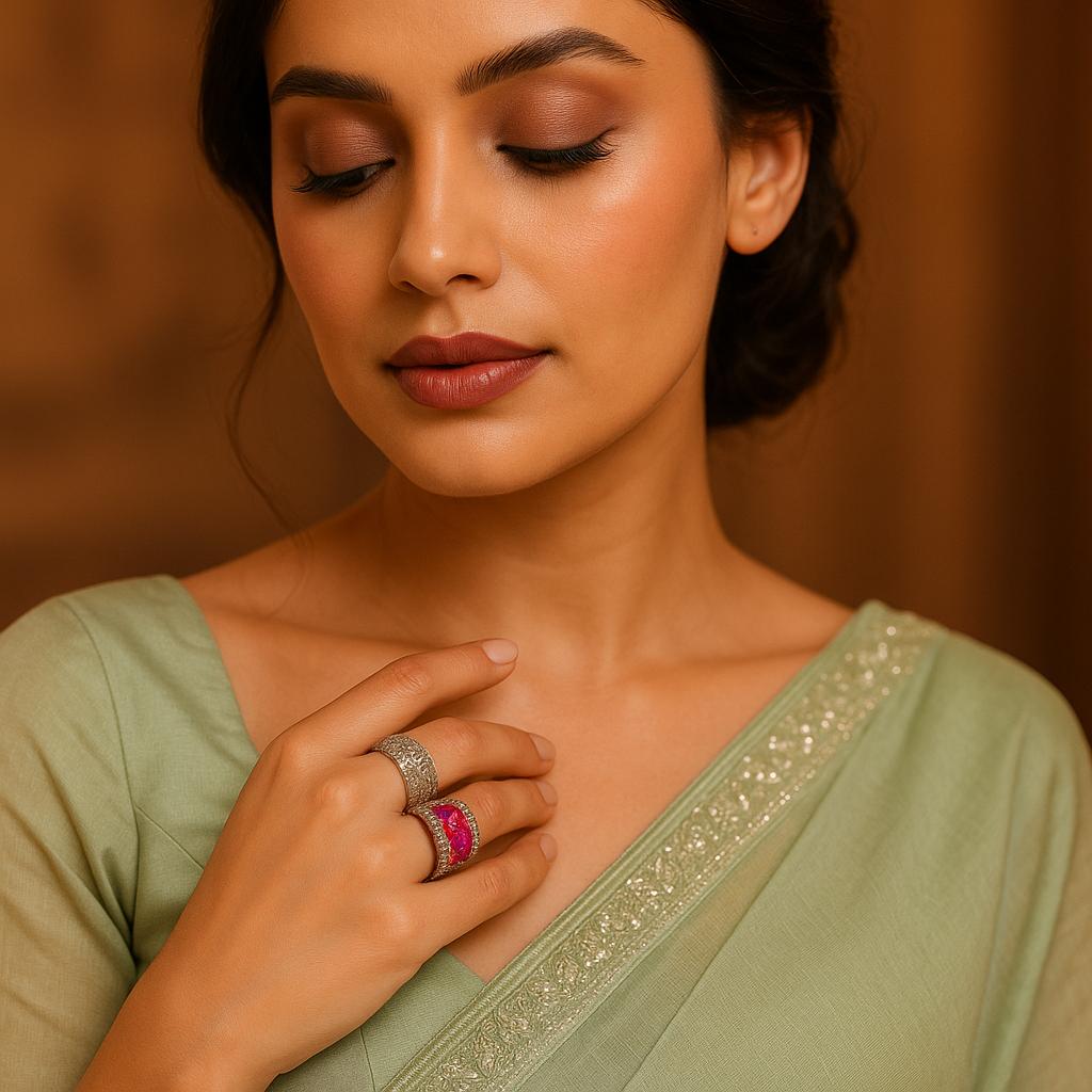 Silver Elegant Ruby Ring