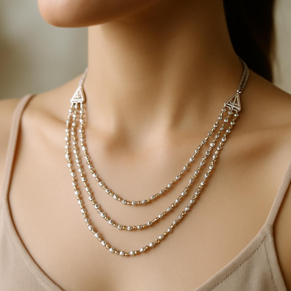 Elegant Multi-Layered Silver Necklace