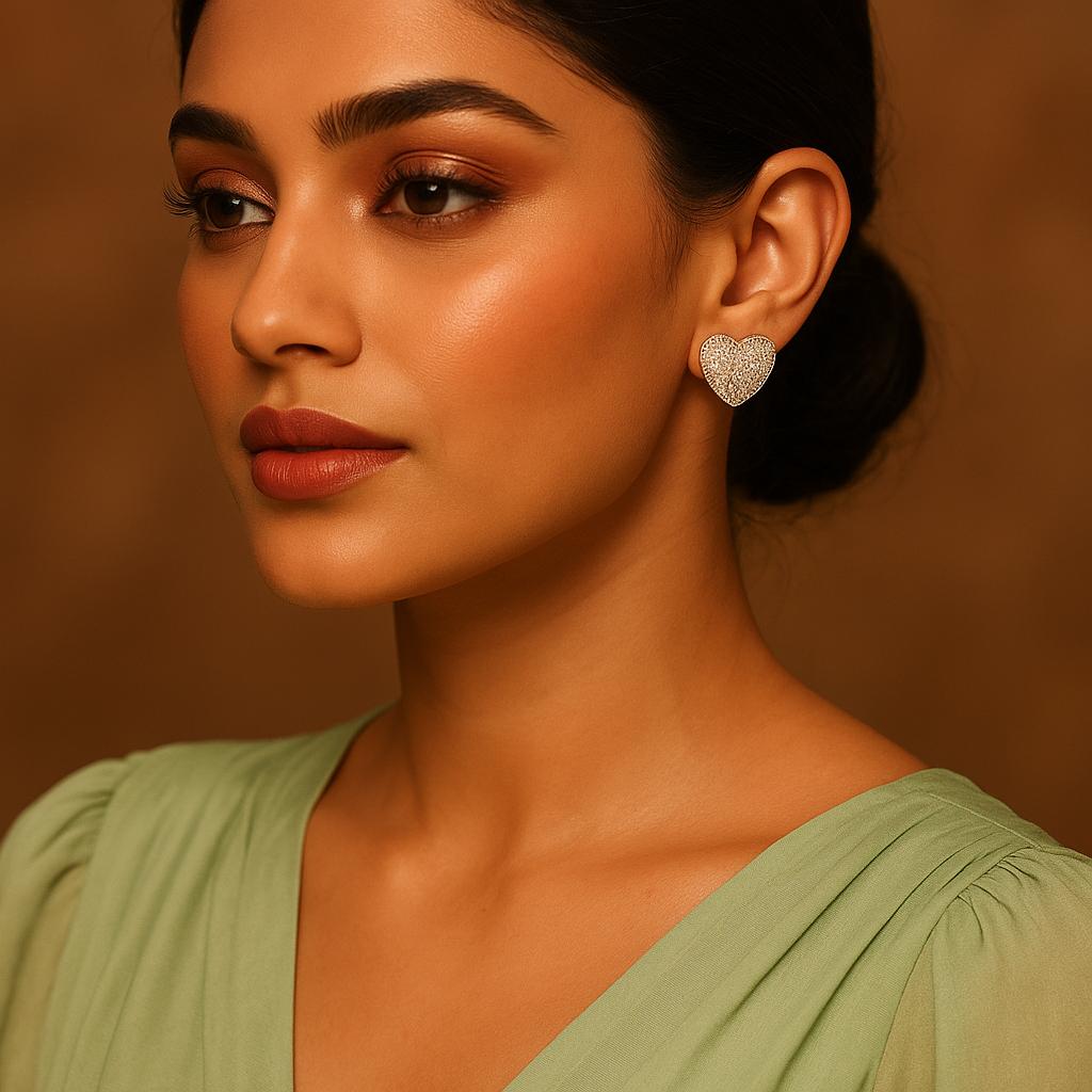 Silver Heart Zarkan Earrings