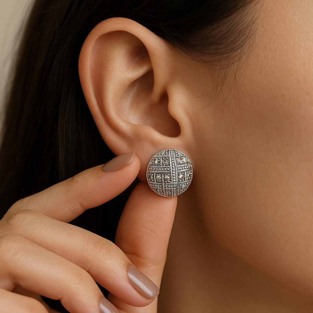 Silver Oxidised Zarkan Earrings