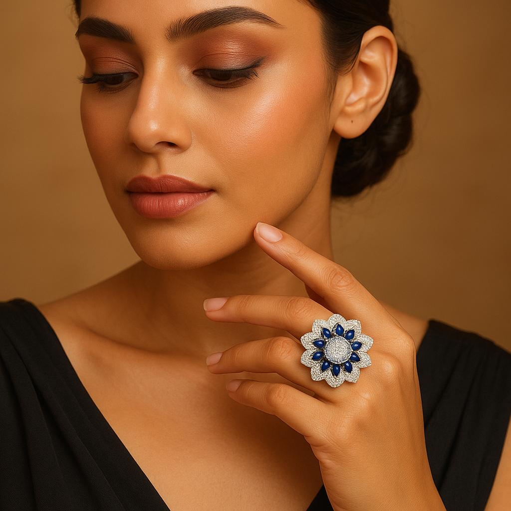 Zarkan Royal Blue Silver Ring