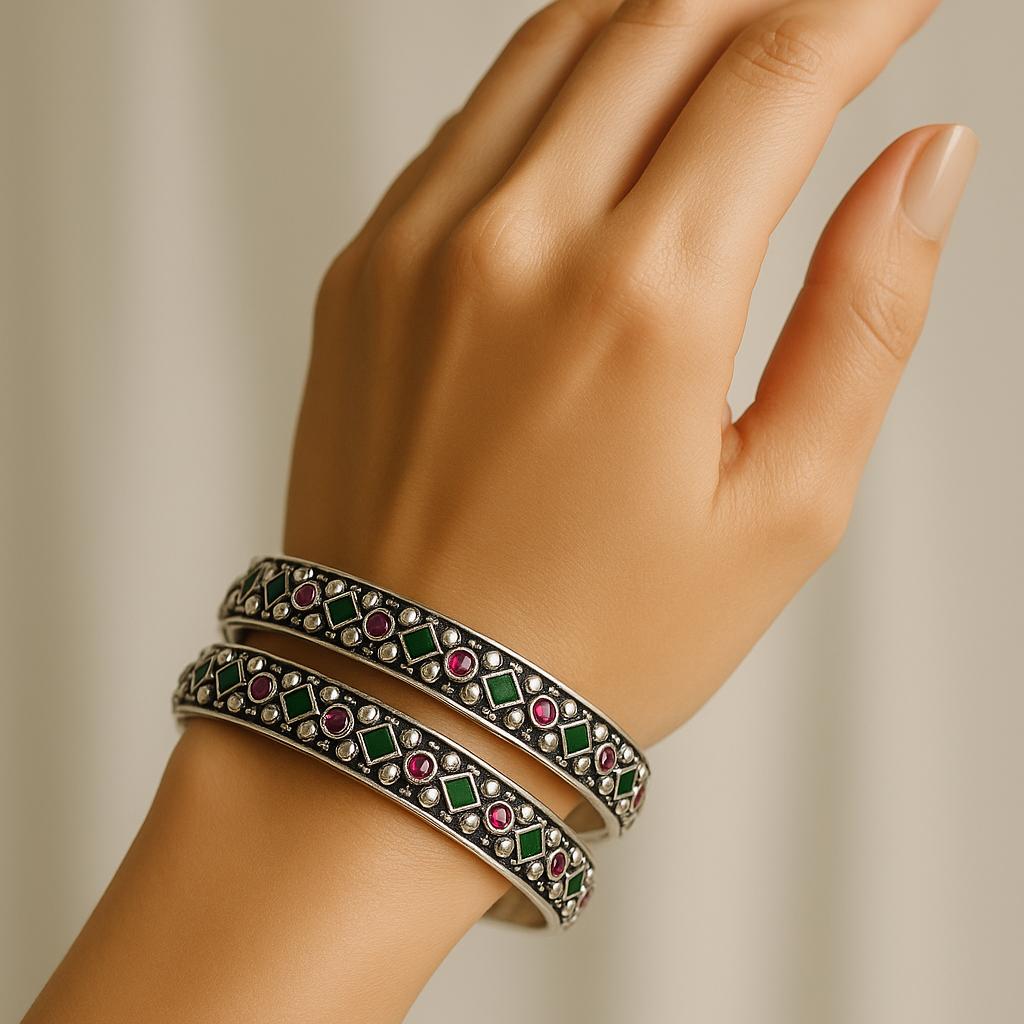 Silver Filigree Beaded Bracelet