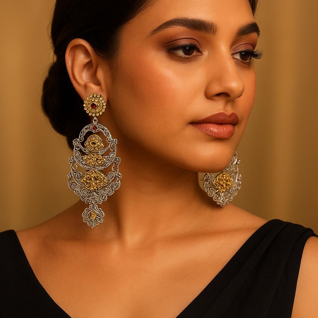 Two-Tone Silver Earrings