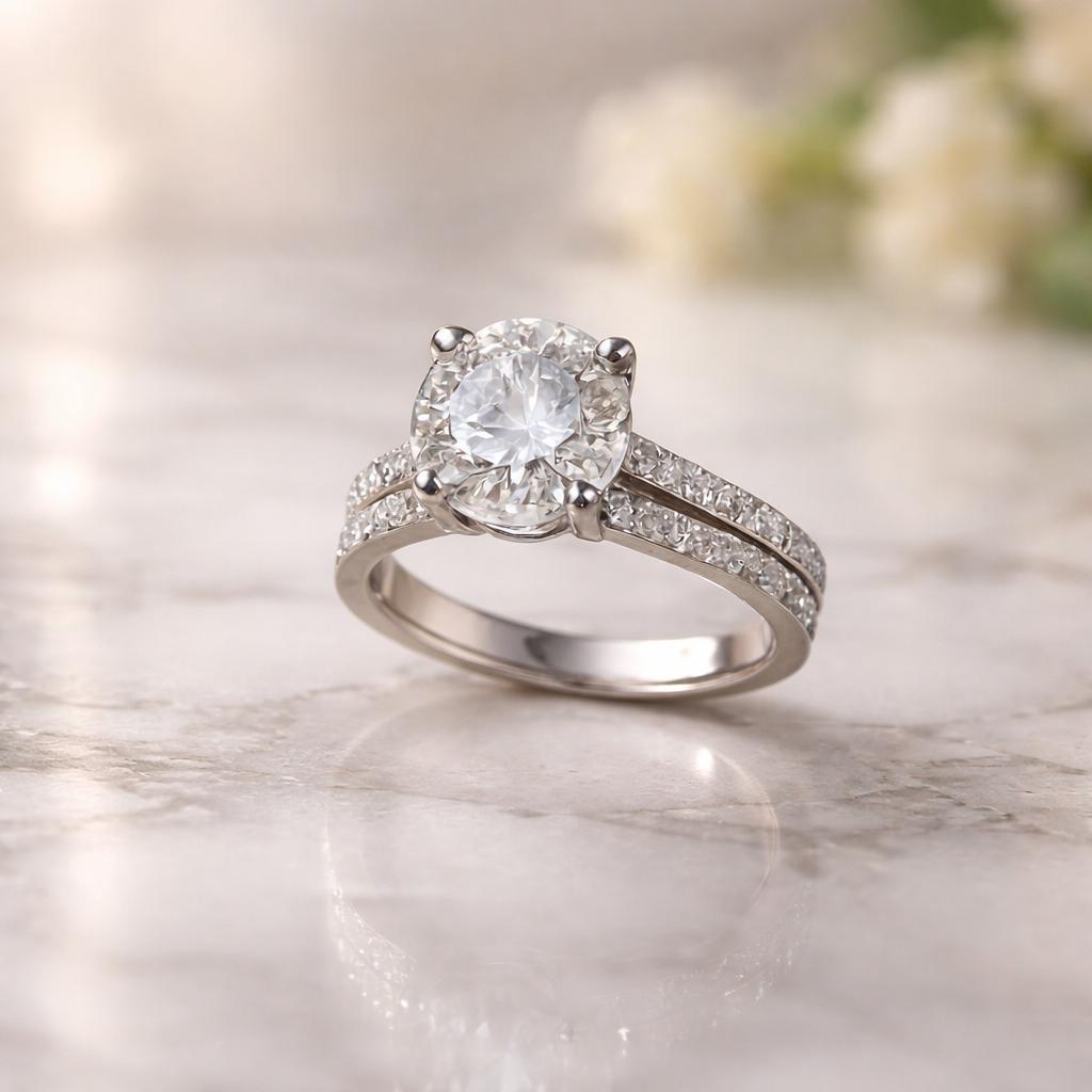 Silver Zarkan American Diamond Round Ring - Image 2