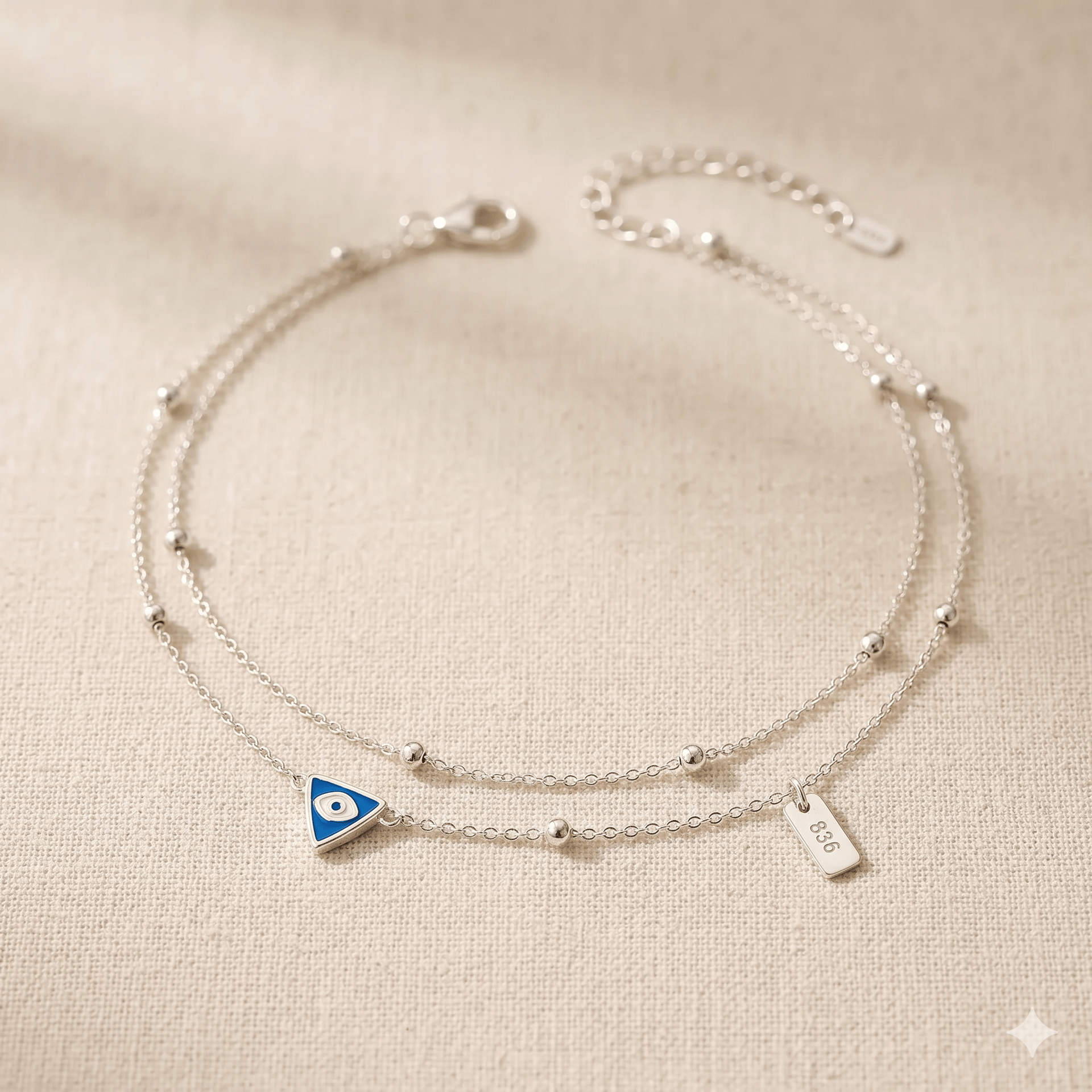 Silver Beaded Anklet - Image 3