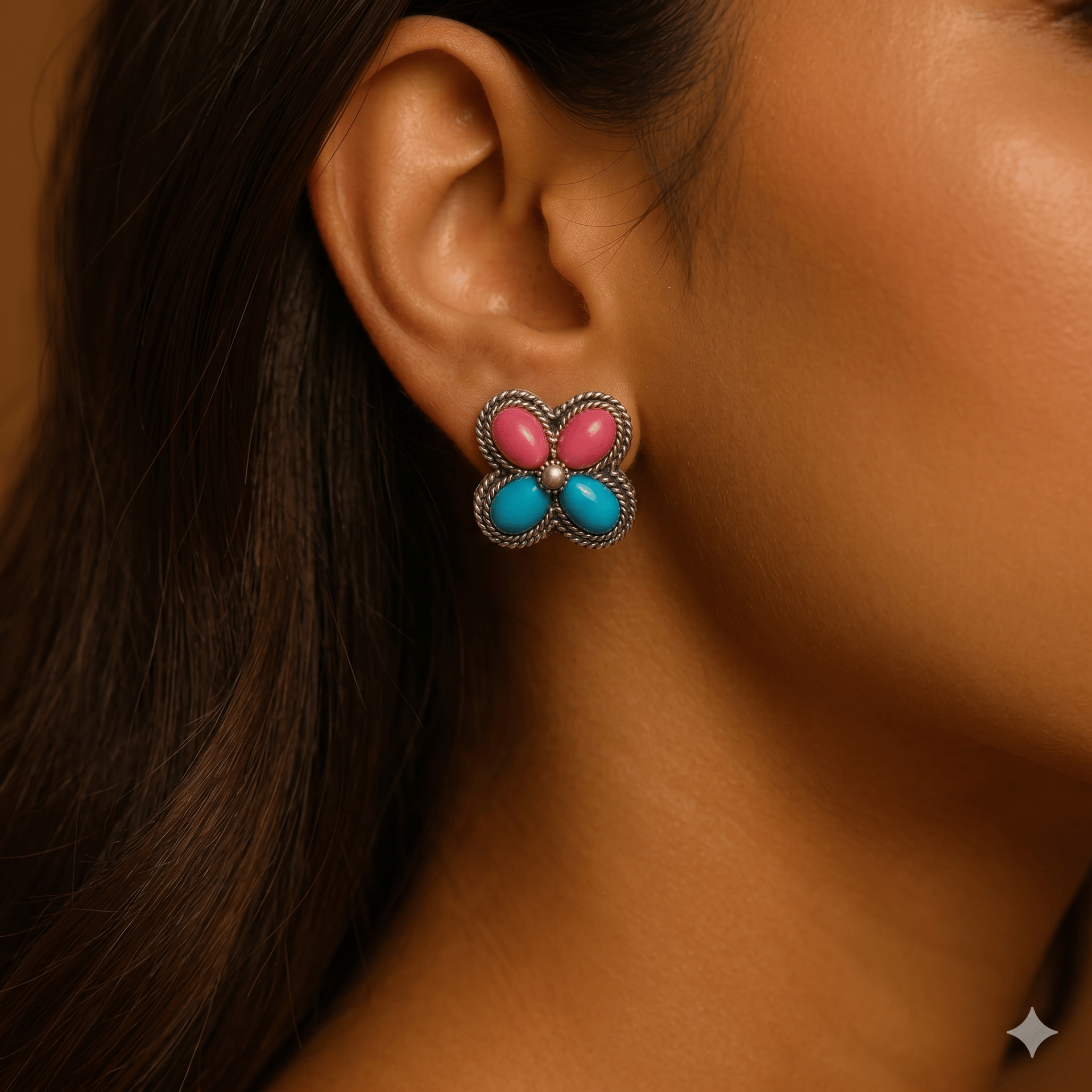 Silver Earring With Colored Stones - Image 2