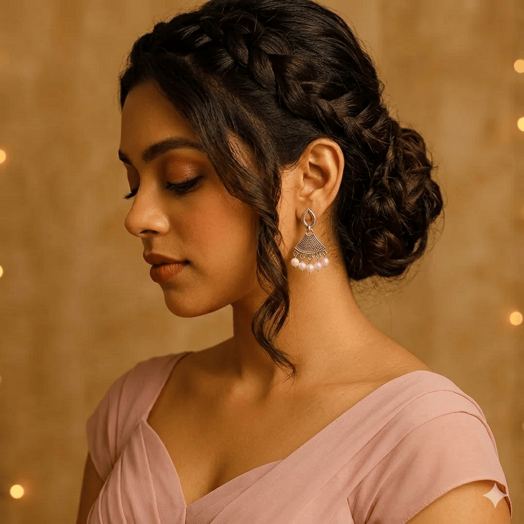 Silver Elegant Pearl Earrings - Image 2