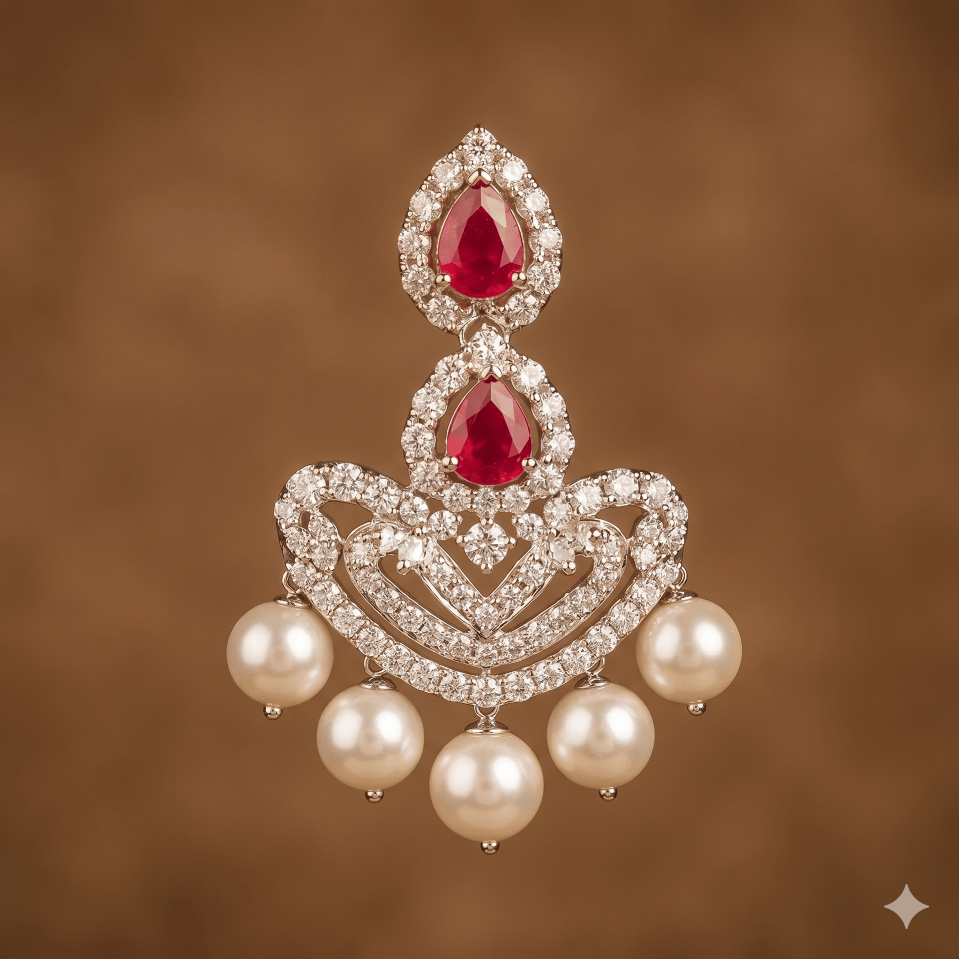 Silver Pearl Ruby Earrings - Image 3
