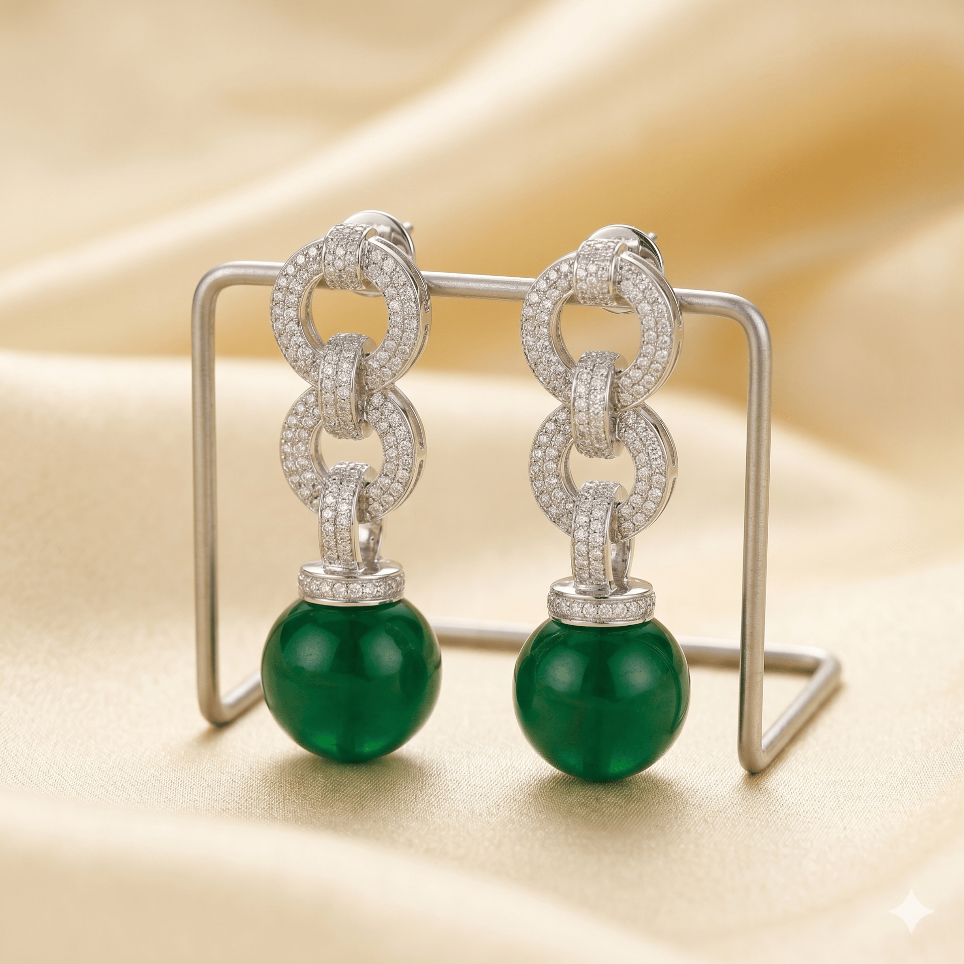 Silver Zaekan Earrings With Panna Stone - Image 2