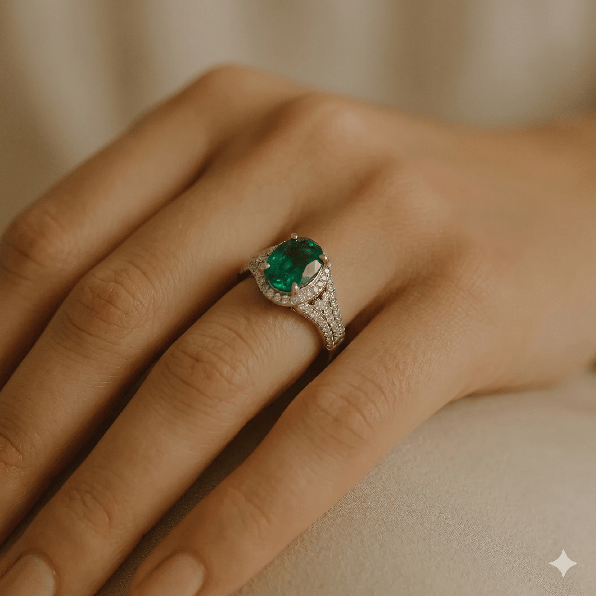 Zarkan Panna Silver Ring - Image 3